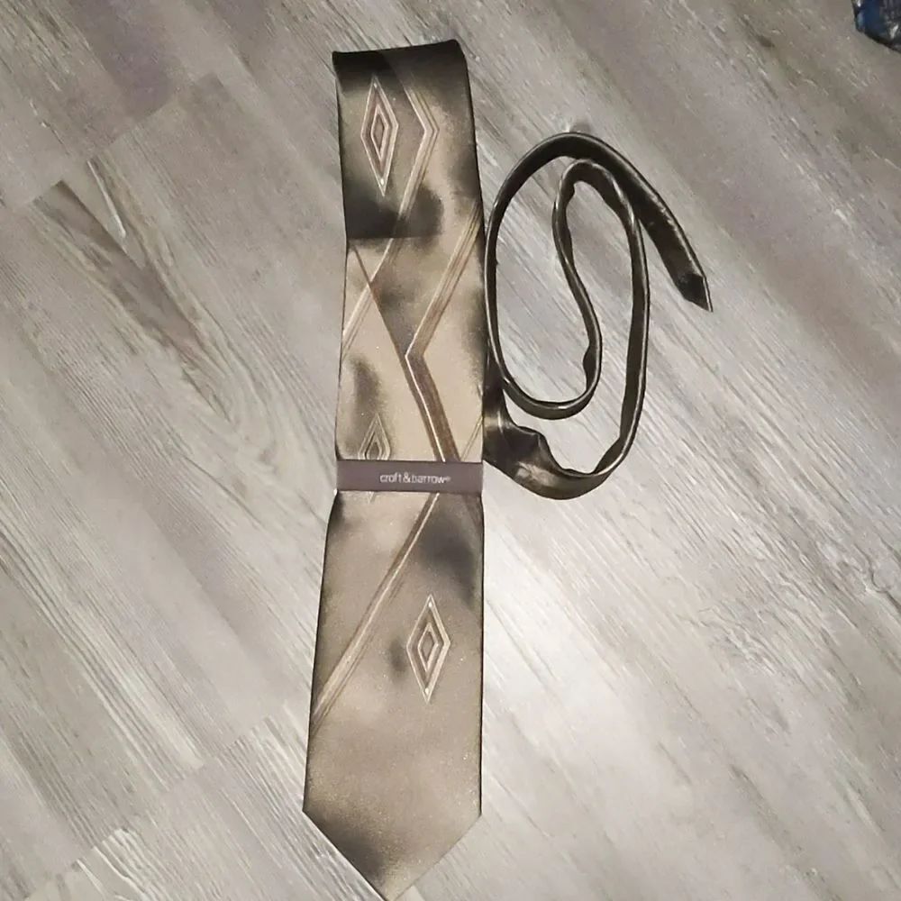 Croft & Barrow shaded panel taupe silk tie NEW